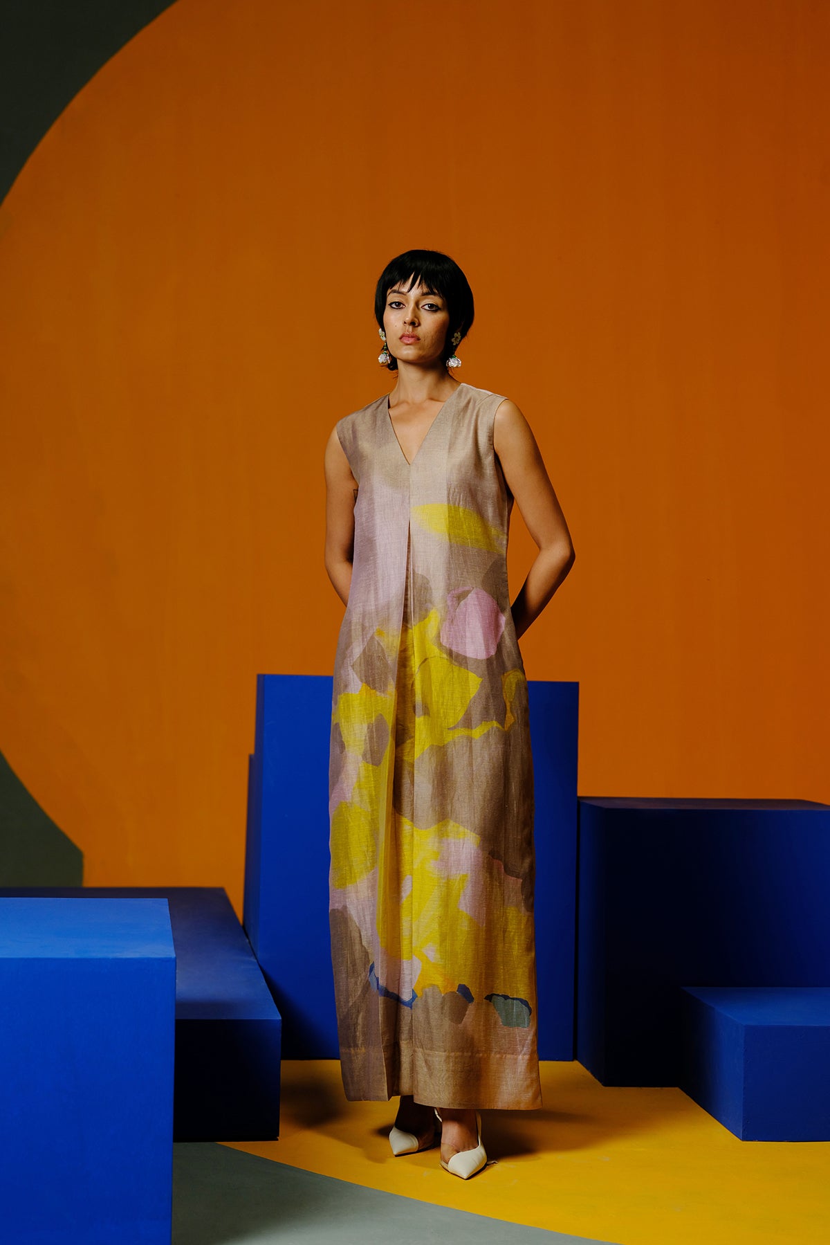 Candy Floss Smoky Beige & Bright Yellow Jumpsuit