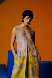 Candy Floss Smoky Beige & Bright Yellow Jumpsuit