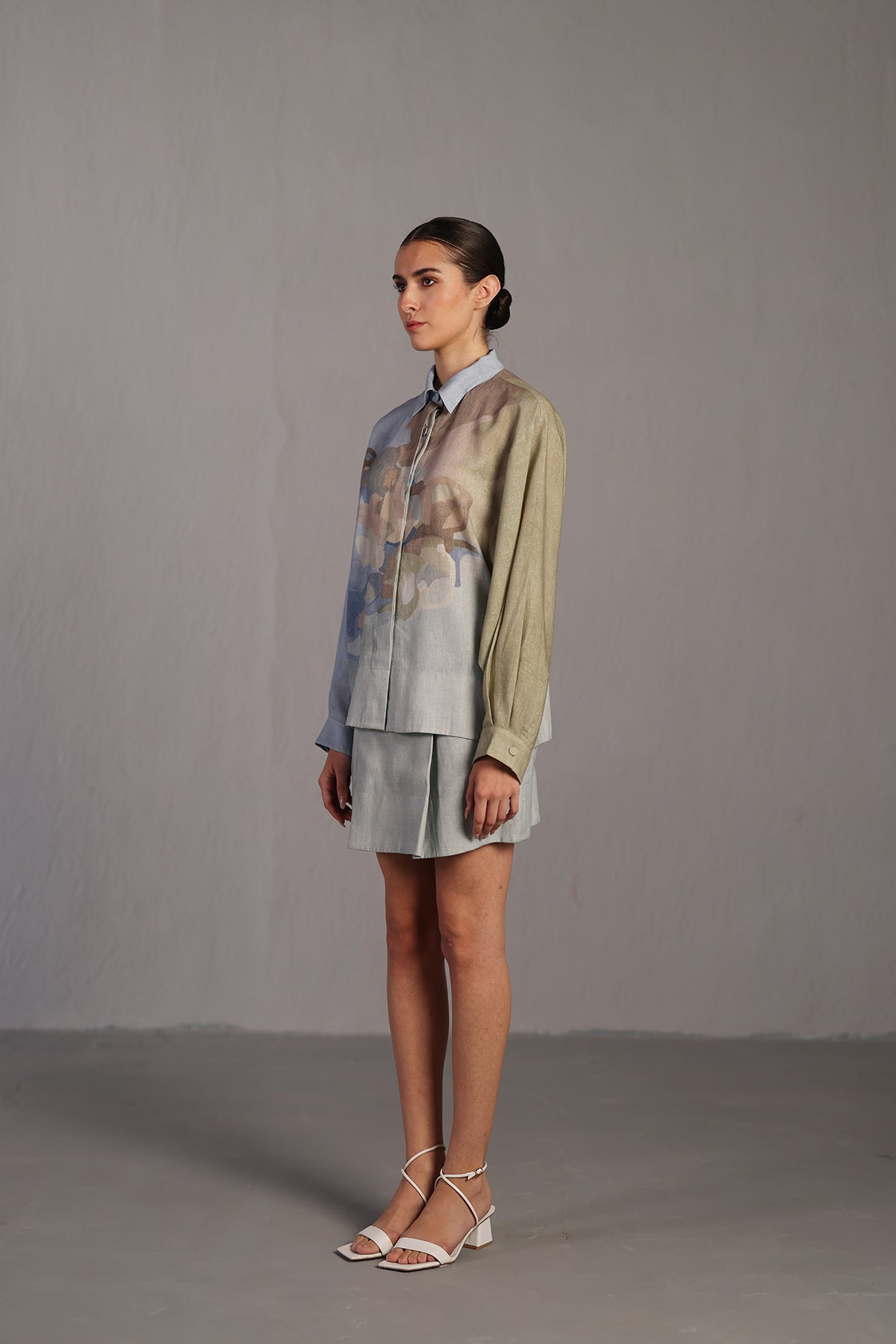 Diffuse Pastel Blue & Green Skirt Set