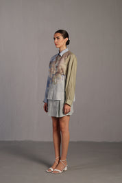 Diffuse Pastel Blue & Green Skirt Set