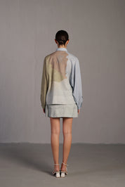 Diffuse Pastel Blue & Green Skirt Set