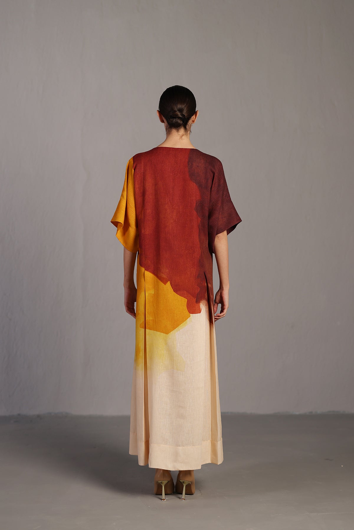 Diffuse Brown & Ochre Long Dress