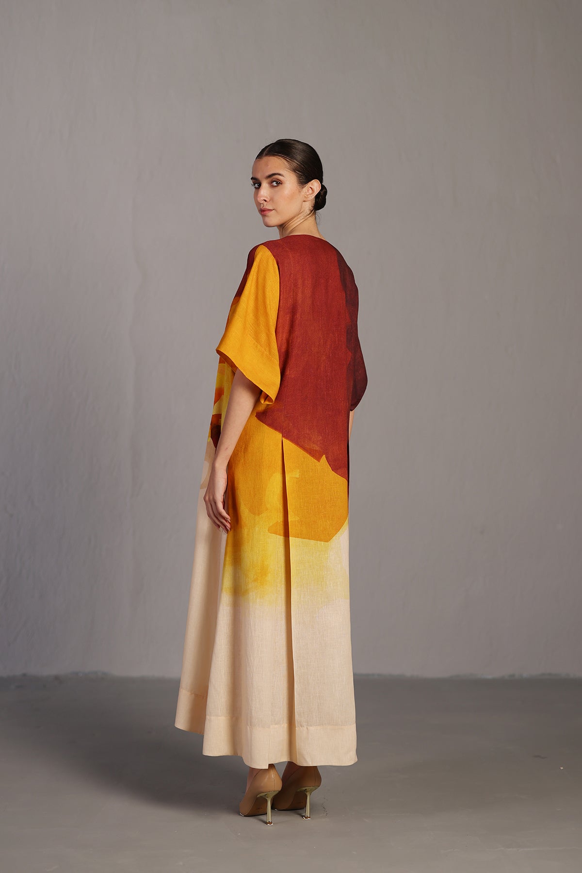 Diffuse Brown & Ochre Long Dress