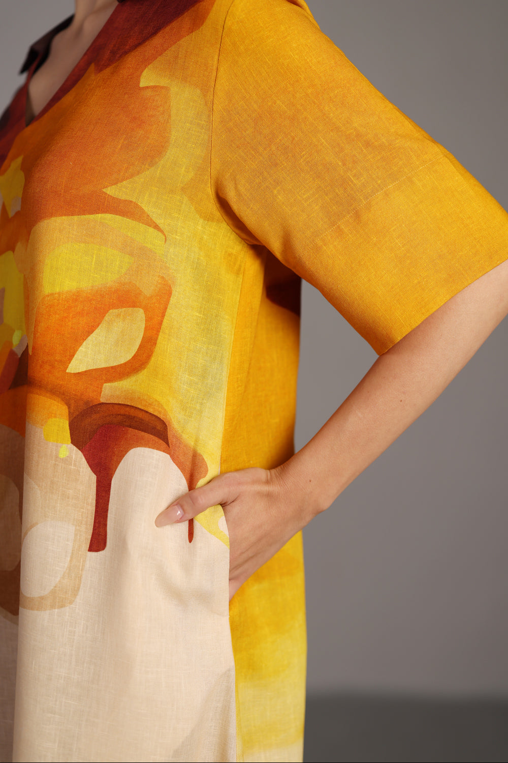 Diffuse Brown & Ochre Long Dress