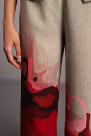 Diffuse Crimson Red & Grey Jacket Set