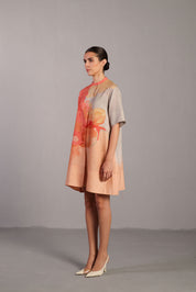Diffuse Peach & Grey Short Dress