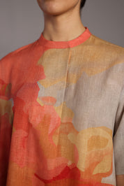 Diffuse Peach & Grey Short Dress
