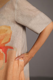 Diffuse Peach & Grey Short Dress