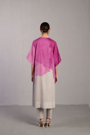 Diffuse Beetroot & Light Grey Kurta Set