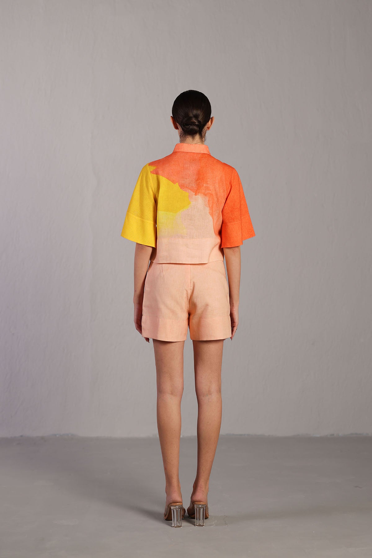 Diffuse Bright Orange & Yellow Shorts Set