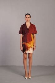 Diffuse Brown & Ochre Short Dress