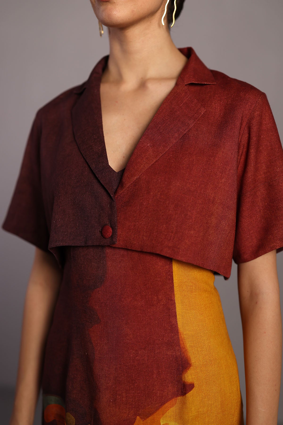 Diffuse Brown & Ochre Short Dress