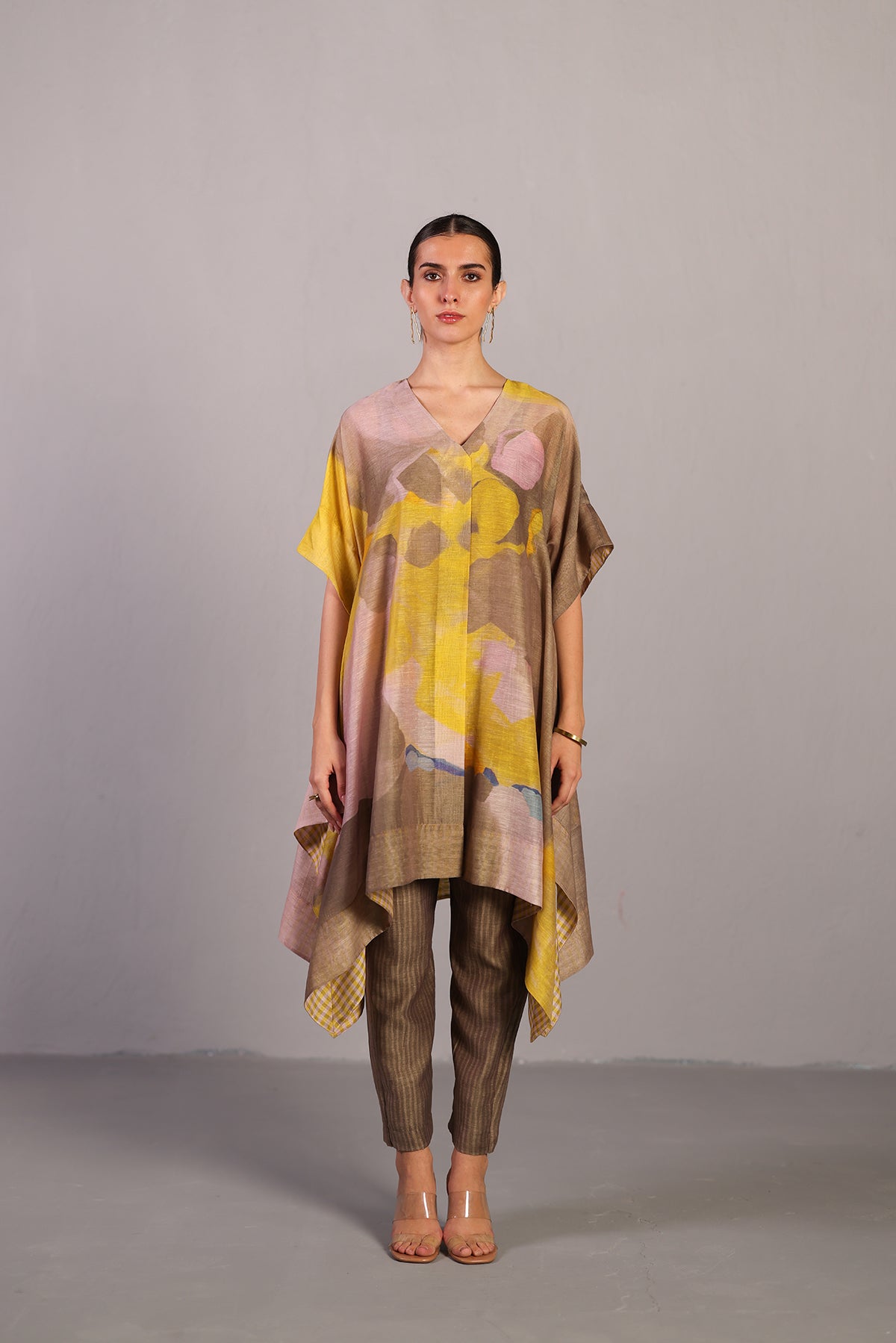 Candy Floss Smoky Beige & Bright Yellow Kurta Set