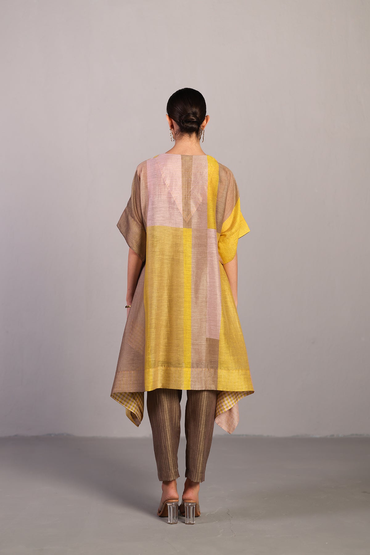 Candy Floss Smoky Beige & Bright Yellow Kurta Set