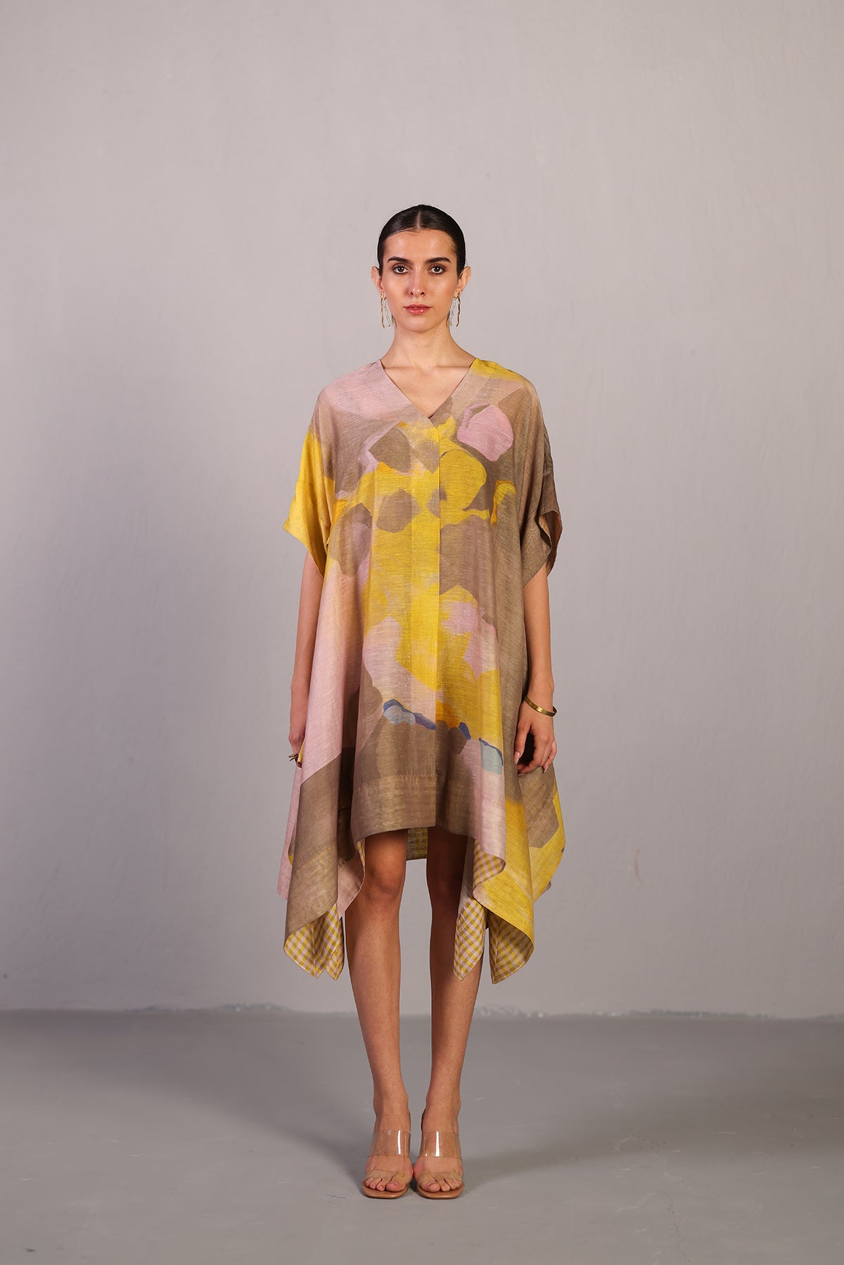Candy Floss Smoky Beige & Bright Yellow Kurta Set