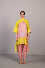 Ripple Soft Pink & Bright Yellow Kurta Set