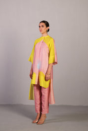 Ripple Soft Pink & Bright Yellow Kurta Set