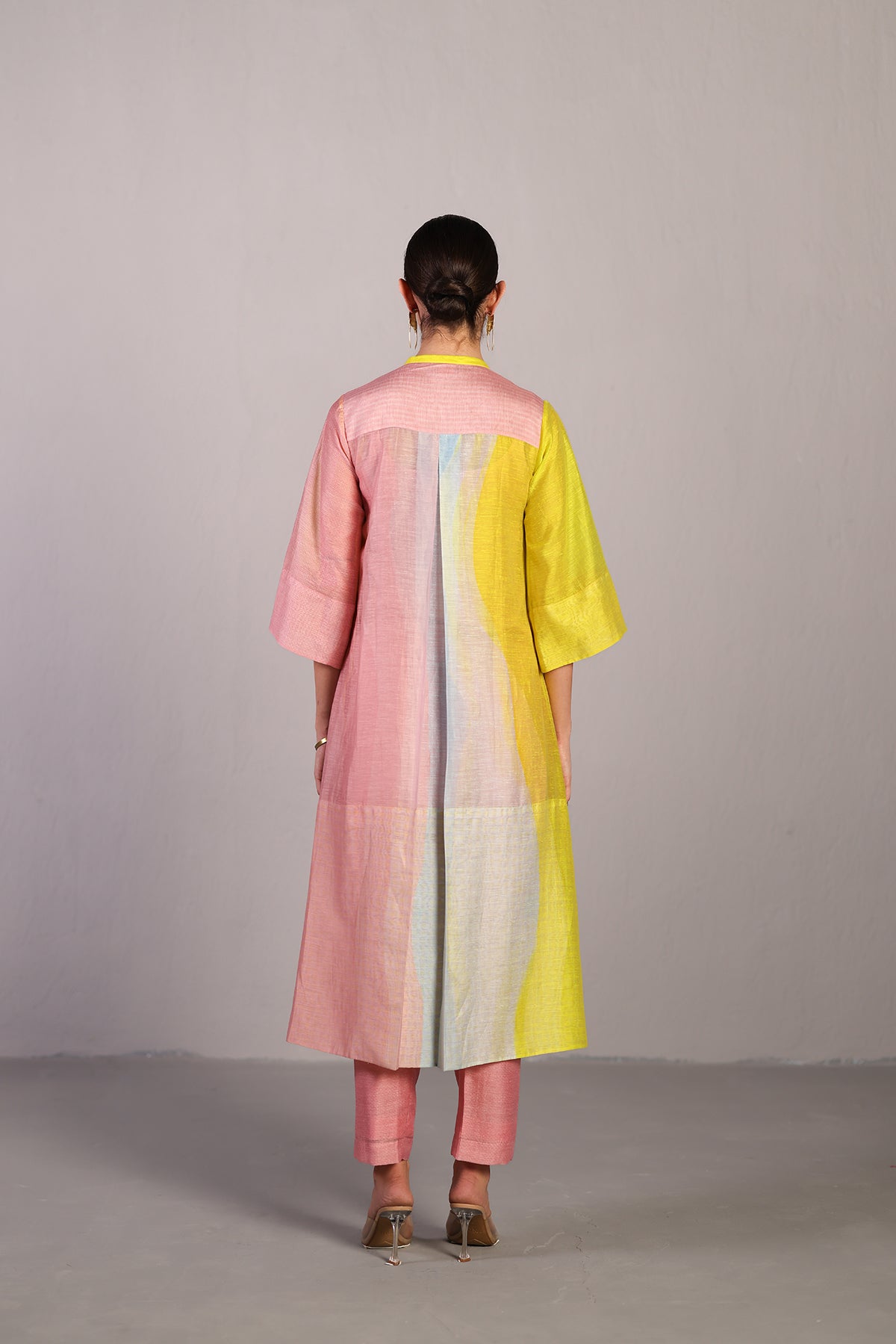 Ripple Soft Pink & Bright Yellow Kurta Set