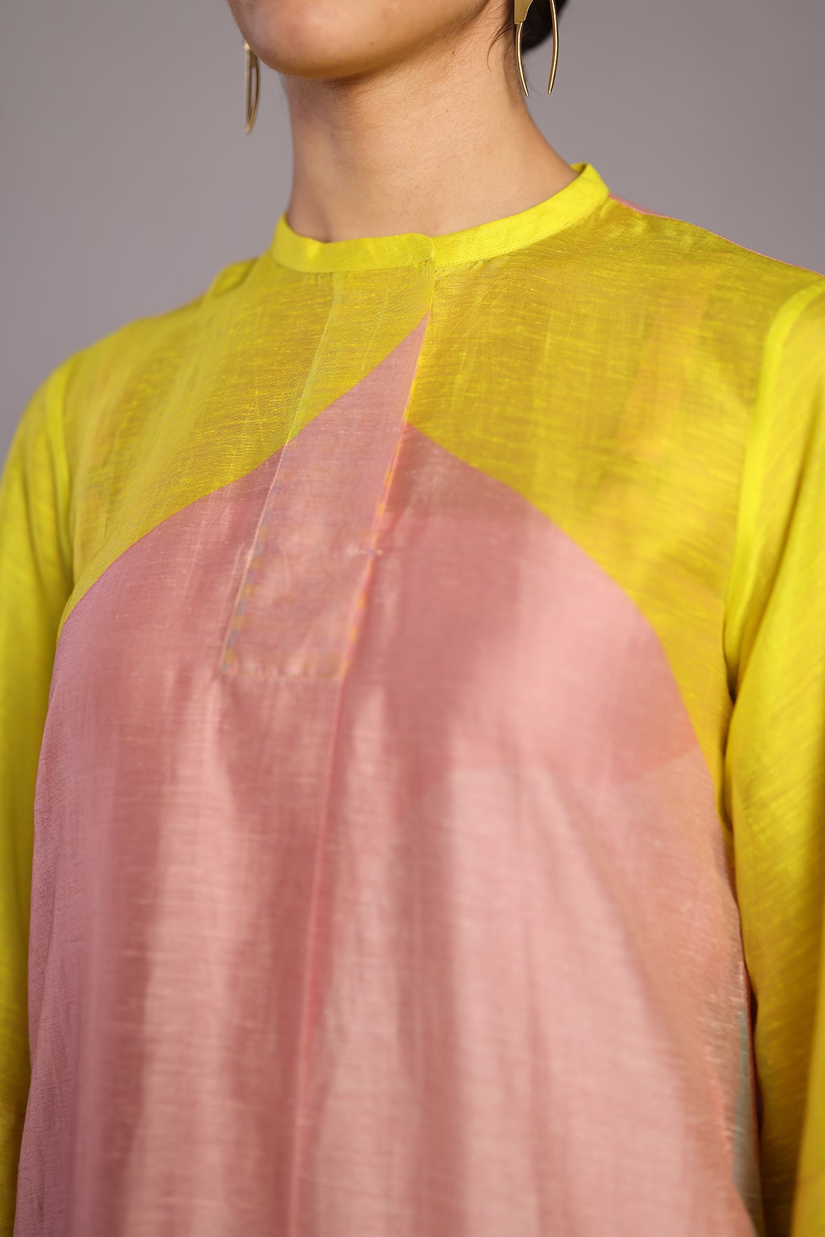 Ripple Soft Pink & Bright Yellow Kurta Set
