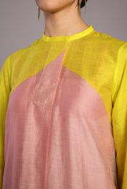 Ripple Soft Pink & Bright Yellow Kurta Set