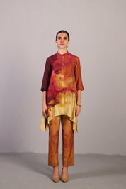 Diffuse Wine & Cream Kurta Set