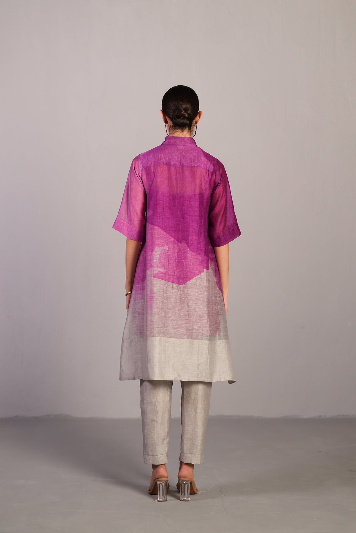 Diffuse Beetroot & Light Grey Kurta Set