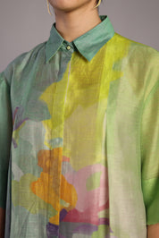 Diffuse Neon Blue & Green Kurta Set