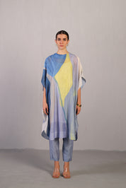 Sepal Blueberry & Coral Yellow Kaftan Set
