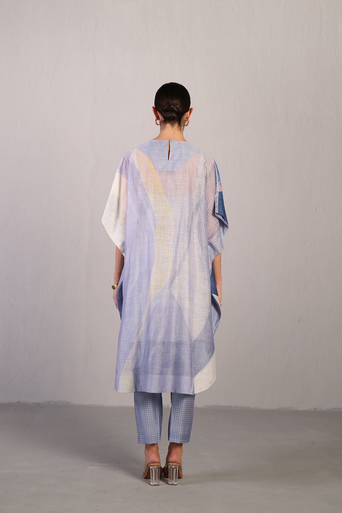 Sepal Blueberry & Coral Yellow Kaftan Set