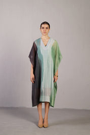 Ripple Black & Cool Green Kaftan Dress