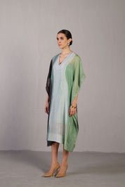 Ripple Black & Cool Green Kaftan Dress