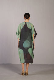 Ripple Black & Cool Green Kaftan Dress