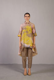 Candy Floss Smoky Beige & Bright Yellow Kurta Set