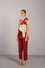 Floro Crimson Red Jacket Set