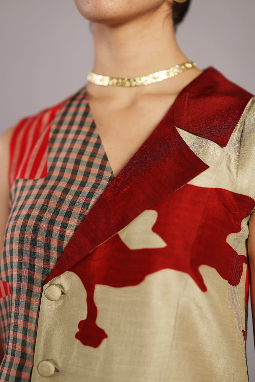 Floro Crimson Red Jacket Set