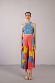 Patch Coral Red & Blue Co-ord Set