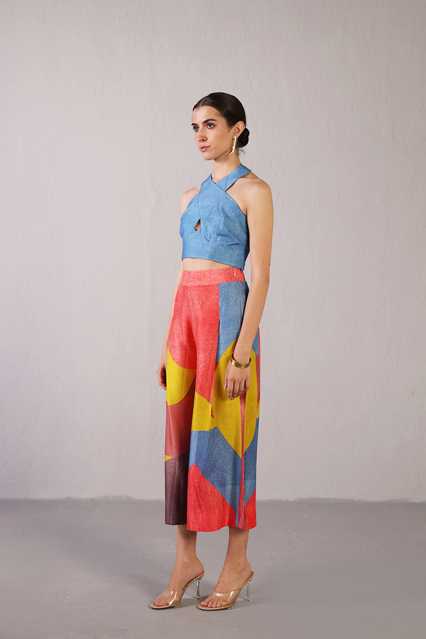Patch Coral Red & Blue Co-ord Set