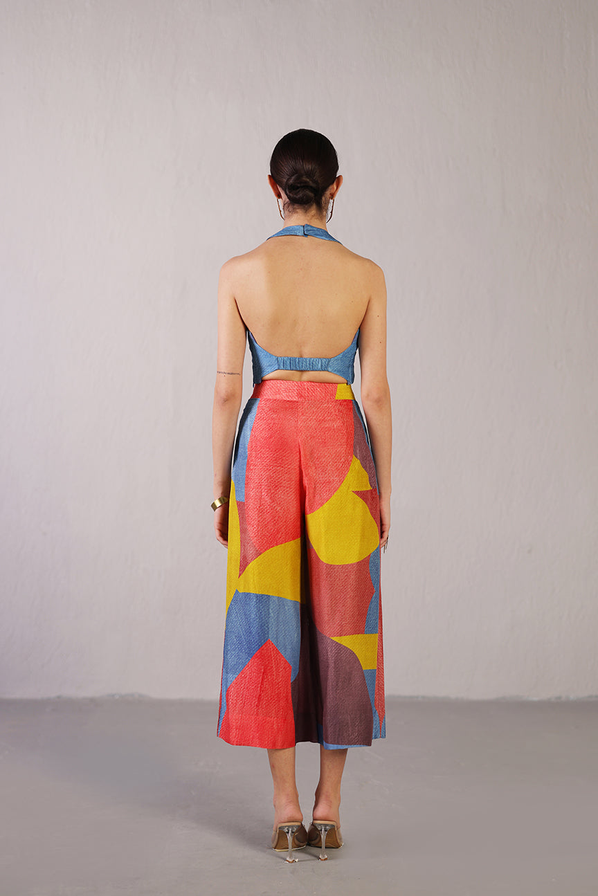 Patch Coral Red & Blue Co-ord Set