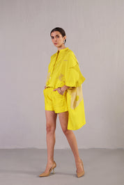 Stria Lemon Yellow Shorts Set