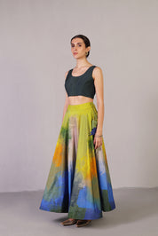 Swasha Blue & Lime Green Lehenga Set