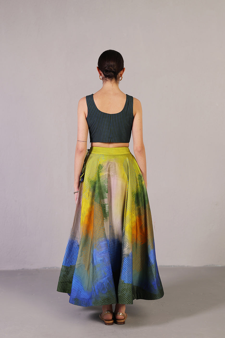 Swasha Blue & Lime Green Lehenga Set