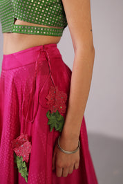 Swasha Green & Pink Lehenga Set