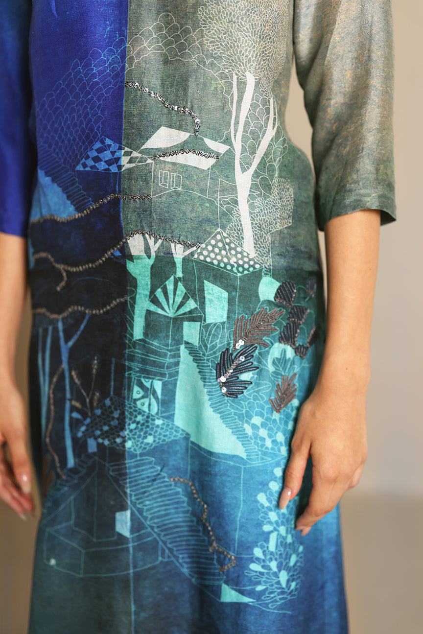 Horizon Blue & Grey Kurta Set