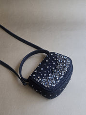 Black Crystal Denim Bag