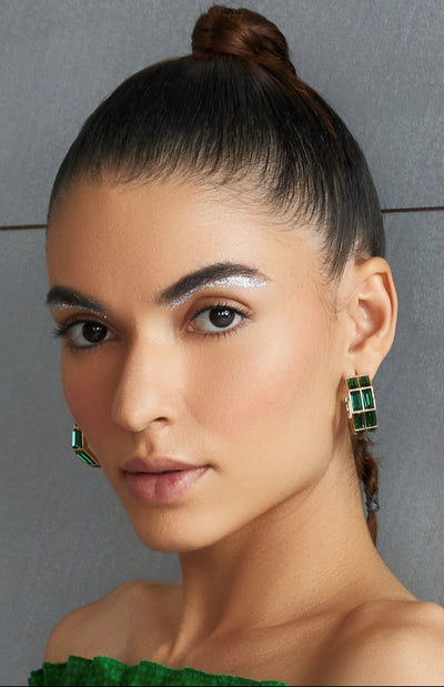Chandelier Baguette Hoops Emerald