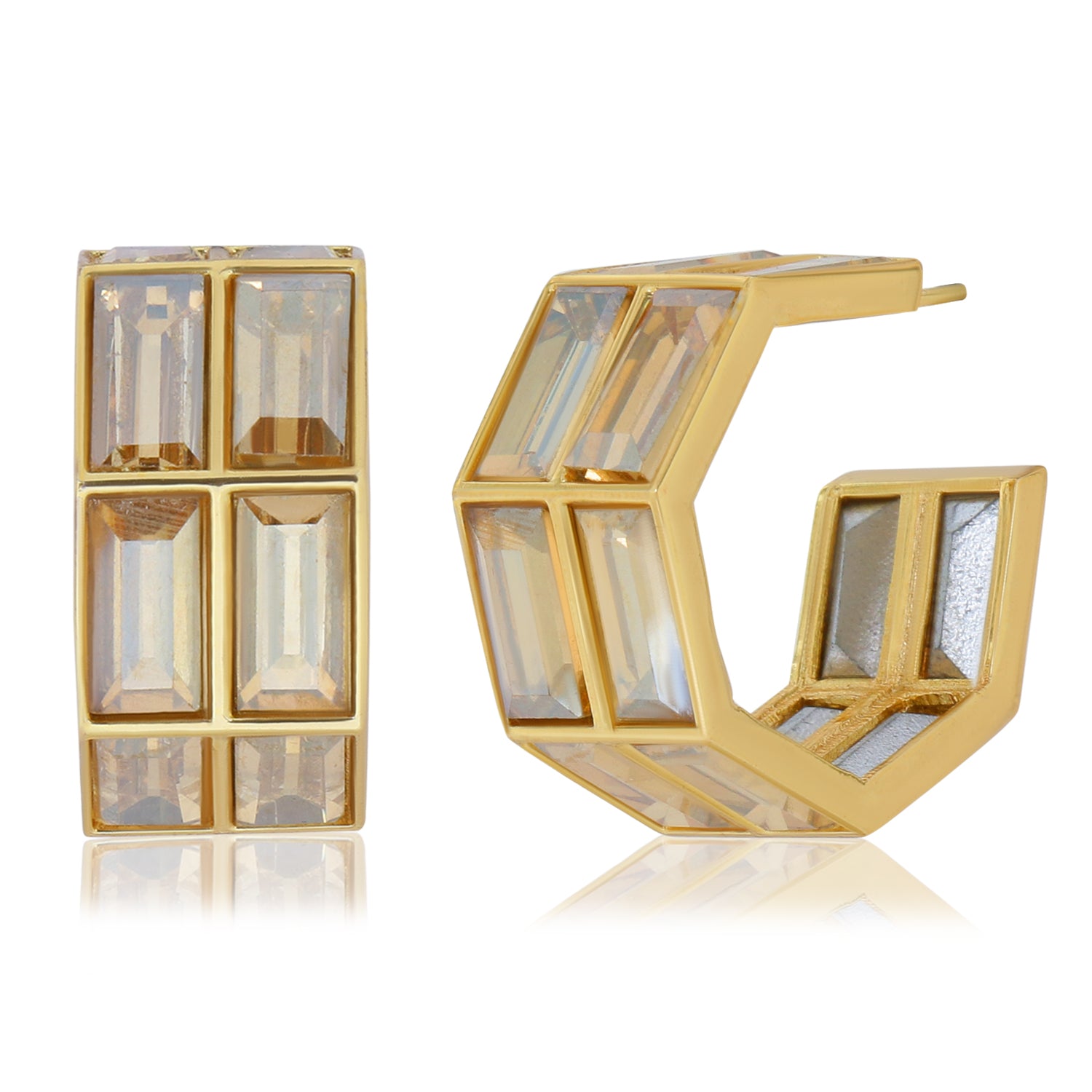 Chandelier Baguette Hoops Gold