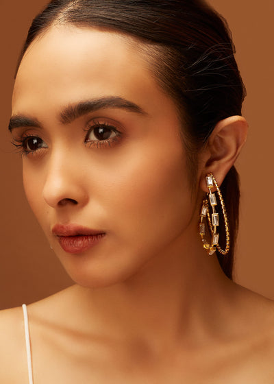 Confluence Hoop Earrings - White Crystals