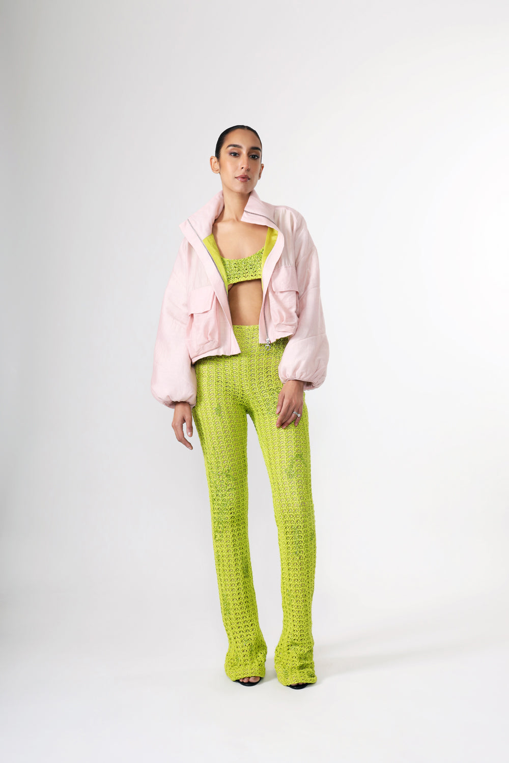 Barely Pink Cropped Puffer Jacket