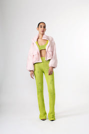 Barely Pink Cropped Puffer Jacket