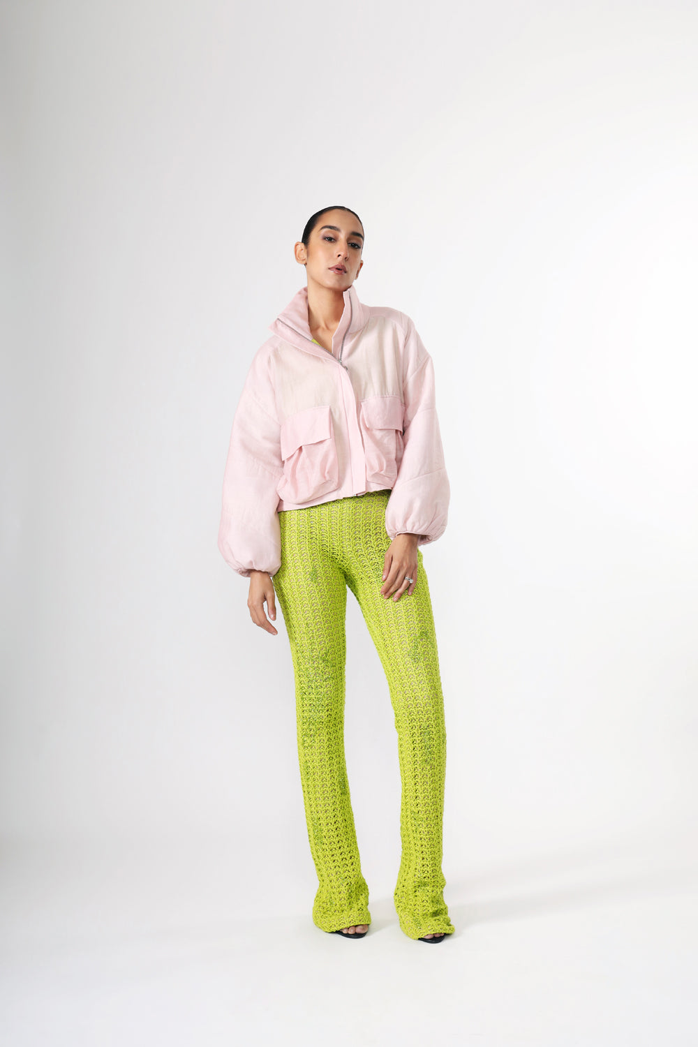 Barely Pink Cropped Puffer Jacket
